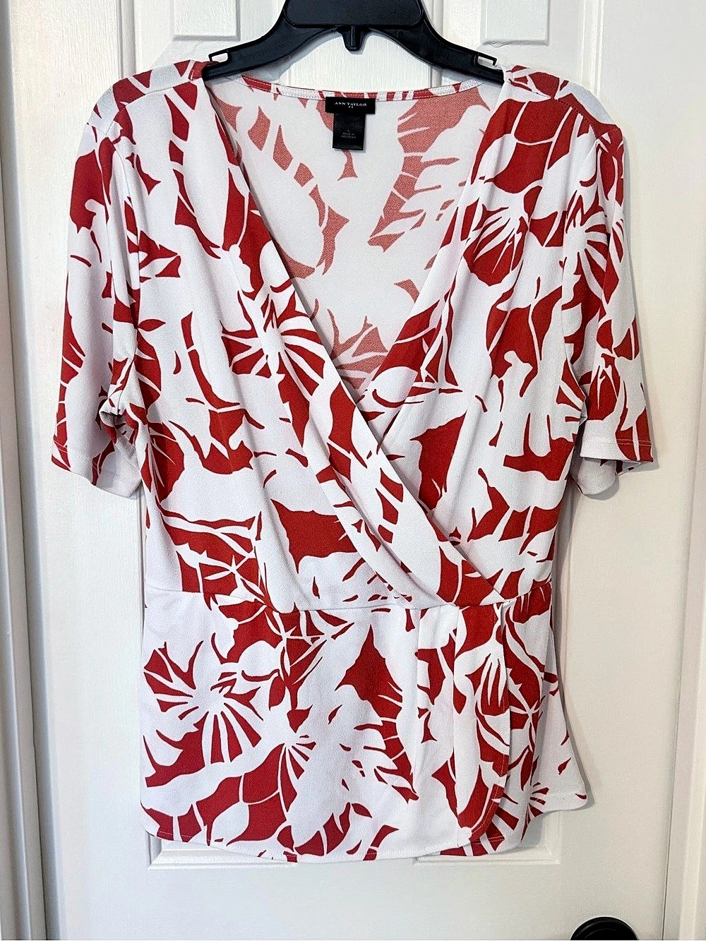 Ann Taylor Floral Wrap Front Blouse